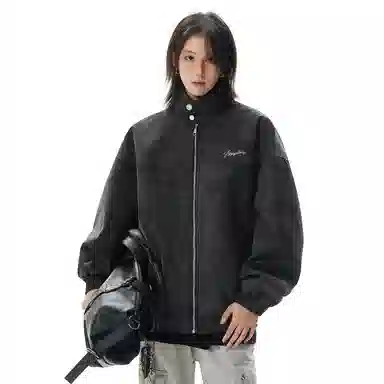 MEIPIN TANG Retro Logo Leather Jacket