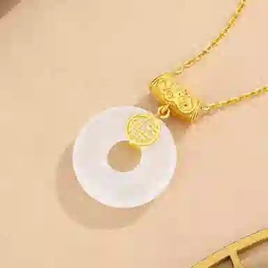 水贝 平安扣 好运新中式国潮轻奢精致显气质优雅高级招财纳福天然 玉髓 玉石项链 女款