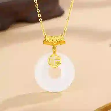 水贝 平安扣 好运新中式国潮轻奢精致显气质优雅高级招财纳福天然 玉髓 玉石项链 女款