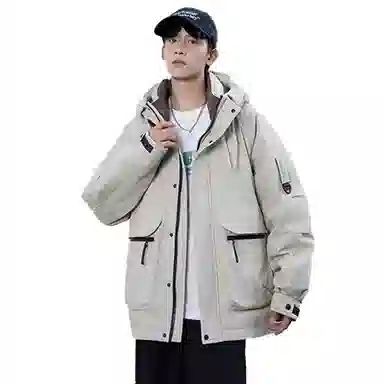 鸭鸭 短款宽松纯色时尚连帽羽绒服 男女同款