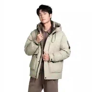 鸭鸭 短款宽松纯色时尚连帽羽绒服 男女同款