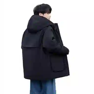 鸭鸭 短款宽松纯色时尚连帽羽绒服 男女同款