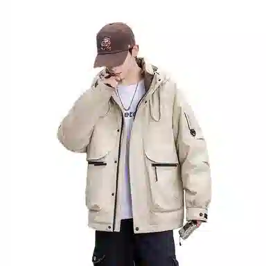 鸭鸭 短款宽松纯色时尚连帽羽绒服 男女同款