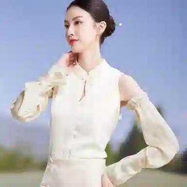 红豆 真丝冰袖春夏缎面顺滑宽松复古遮阳袖套 桑蚕丝 防晒袖 女款