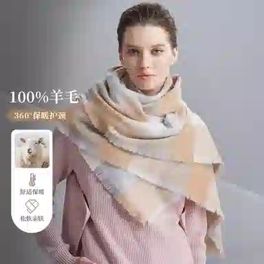 红豆 品牌方格格子条纹格型经典复古保暖百搭 羊毛 绒线围巾 男女同款情侣款