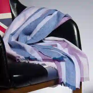 红豆 条纹舒适时尚百搭保暖 羊绒 绒线围巾 男女同款情侣款