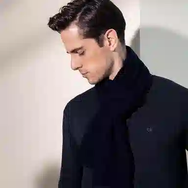 红豆 简约细腻柔软舒适时尚保暖 羊毛 绒线围巾 男款