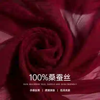 红豆 真丝长巾轻盈柔软围巾经典设计简约时尚大方 桑蚕丝 丝巾 女款