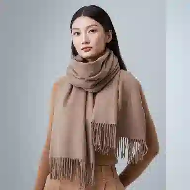 红豆 简约经典纯色优雅保暖百搭 混纺 绒线围巾 男女同款情侣款