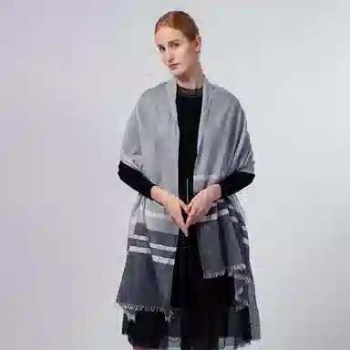 红豆 拼色轻盈时尚舒适百搭保暖 羊毛 绒线围巾 男女同款情侣款