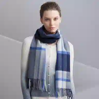 红豆 品牌格子条纹百搭保暖女款 羊毛 绒线围巾 男女同款情侣款