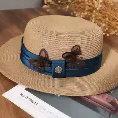 红豆 遮阳帽春夏户外防紫外线可折叠草帽太阳帽 聚酯纤维 防晒帽 女款