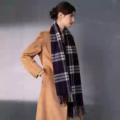 红豆 品牌方格格子条纹经典百搭保暖 羊毛 绒线围巾 男女同款情侣款