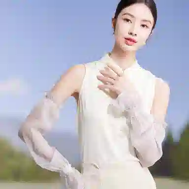 红豆 遮阳透气珍珠纱 桑蚕丝 防晒袖 女款