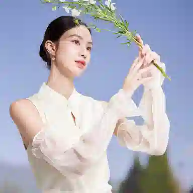 红豆 遮阳透气珍珠纱 桑蚕丝 防晒袖 女款