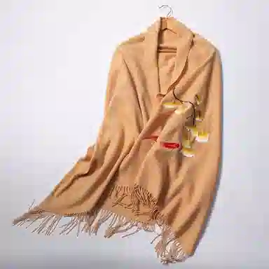 红豆 品牌刺绣大红酒红时尚百搭喜庆保暖玉兰锦鲤#好运 羊毛 绒线围巾 男女同款情侣款