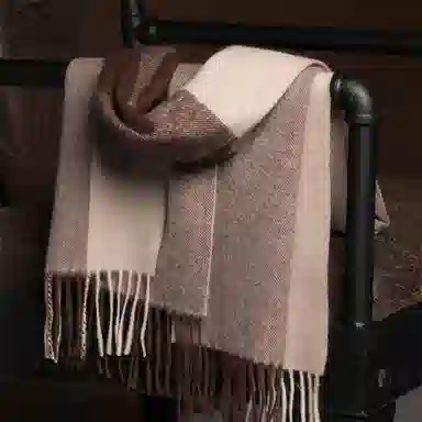 红豆 品牌条纹格子百搭保暖经典 羊绒 围巾 男女同款情侣款