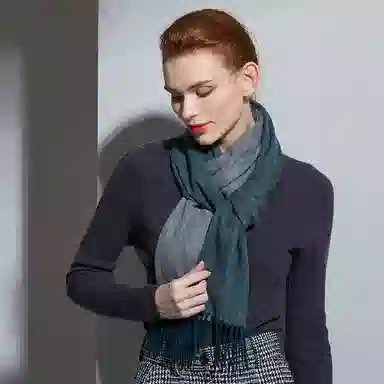 红豆 拼色高雅保暖时尚 山羊绒 绒线围巾 男女同款情侣款