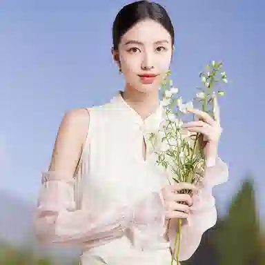 红豆 遮阳透气珍珠纱 桑蚕丝 防晒袖 女款