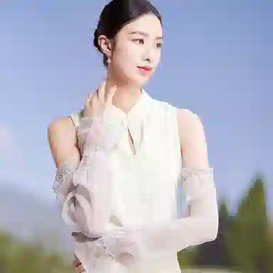 红豆 遮阳透气珍珠纱 桑蚕丝 防晒袖 女款