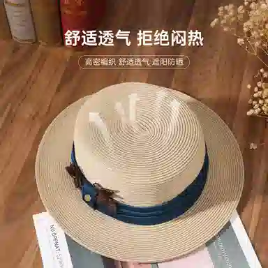 红豆 遮阳帽春夏户外防紫外线可折叠草帽太阳帽 聚酯纤维 防晒帽 女款