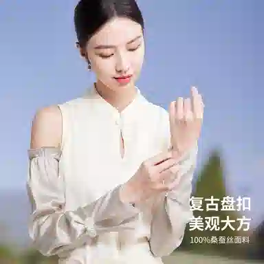 红豆 真丝冰袖春夏缎面顺滑宽松复古遮阳袖套 桑蚕丝 防晒袖 女款