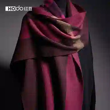 红豆 保暖百搭格纹时尚简约经典英伦格子 羊毛 绒线围巾 女款