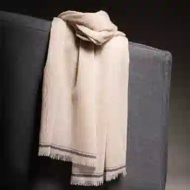 红豆 纯色柔软轻盈保暖 山羊绒 绒线围巾 男女同款情侣款