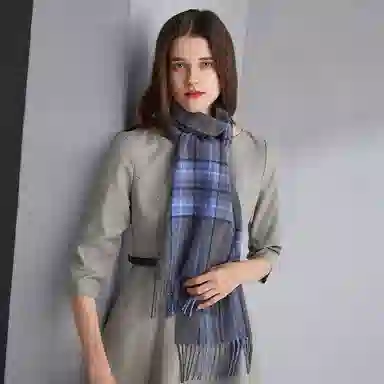 红豆 格子条纹英伦风保暖 山羊绒 绒线围巾 男女同款情侣款