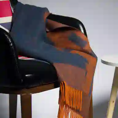 红豆 舒适柔软拼色时尚百搭保暖 羊绒 绒线围巾 男女同款情侣款