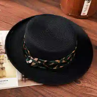 红豆 遮阳帽春夏户外防紫外线草帽可折叠帽子蝴蝶结太阳帽 聚酯纤维 防晒帽 女款