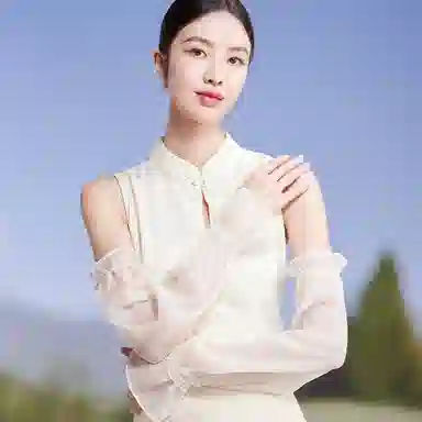 红豆 遮阳透气珍珠纱 桑蚕丝 防晒袖 女款