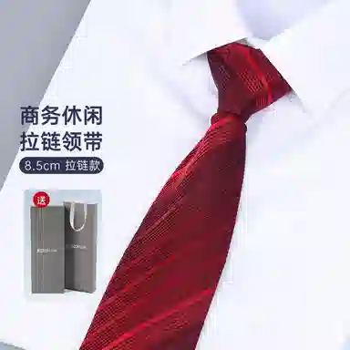 红豆 免打结拉链正装条纹 涤纶 易拉得领带 男款