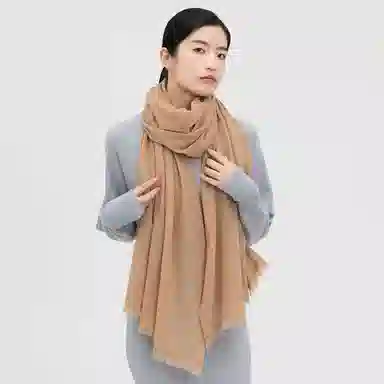 红豆 纯色柔软轻盈保暖 山羊绒 绒线围巾 男女同款情侣款