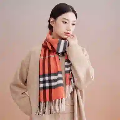 红豆 品牌格子条纹百搭 山羊绒 绒线围巾 男女同款情侣款