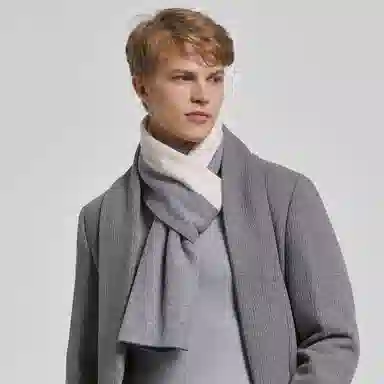 红豆 时尚百搭柔软保暖拼色 羔羊毛 绒线围巾 男款