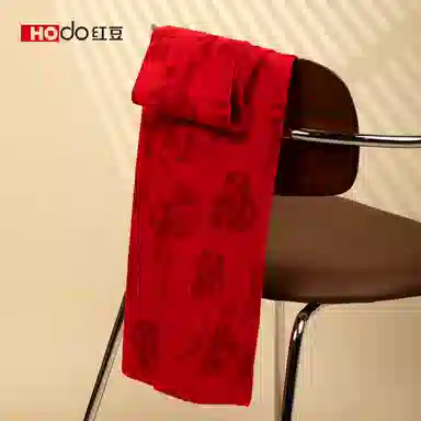 红豆 保暖针织加厚 羊毛 绒线围巾 男女同款情侣款 中国红大红