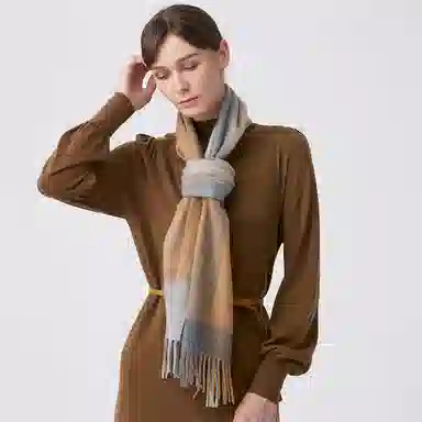 红豆 品牌条纹格子百搭保暖经典 羊绒 围巾 男女同款情侣款