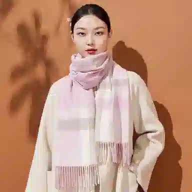 红豆 品牌舒适透气保暖条纹格子 羊毛 绒线围巾 男女同款情侣款