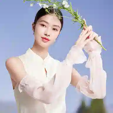 红豆 遮阳透气珍珠纱 桑蚕丝 防晒袖 女款