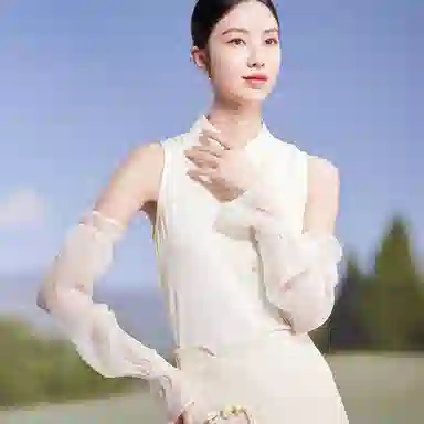 红豆 遮阳透气珍珠纱 桑蚕丝 防晒袖 女款