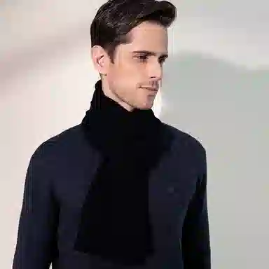 红豆 简约细腻柔软舒适时尚保暖 羊毛 绒线围巾 男款