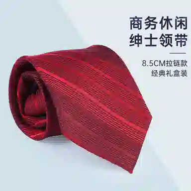 红豆 免打结拉链正装条纹 涤纶 易拉得领带 男款