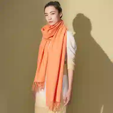 红豆 简约大气柔软轻盈百搭时尚 羊毛 绒线围巾 男女同款情侣款