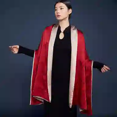 红豆 顺滑亲肤缎面 桑蚕丝 丝巾 女款