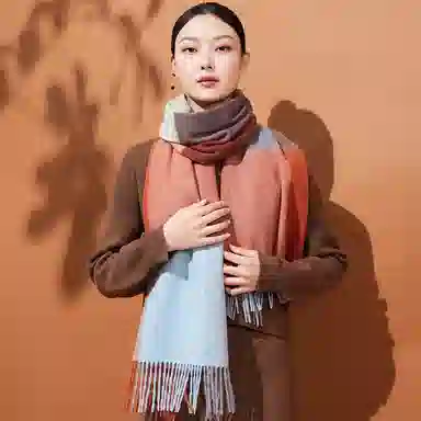 红豆 品牌时尚百搭保暖舒适条纹格子 羊毛 绒线围巾 男女同款情侣款