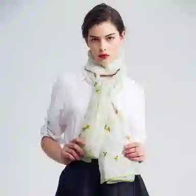 红豆 时尚长巾轻盈柔软 羊毛 桑蚕丝 丝巾 女款