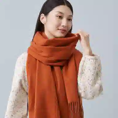 红豆 品牌流苏纯色简约保暖 山羊绒 绒线围巾 男女同款情侣款