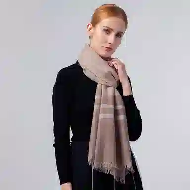 红豆 拼色轻盈时尚舒适百搭保暖 羊毛 绒线围巾 男女同款情侣款