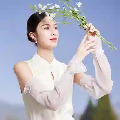 红豆 遮阳透气珍珠纱 桑蚕丝 防晒袖 女款